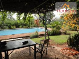 View from living room to pool